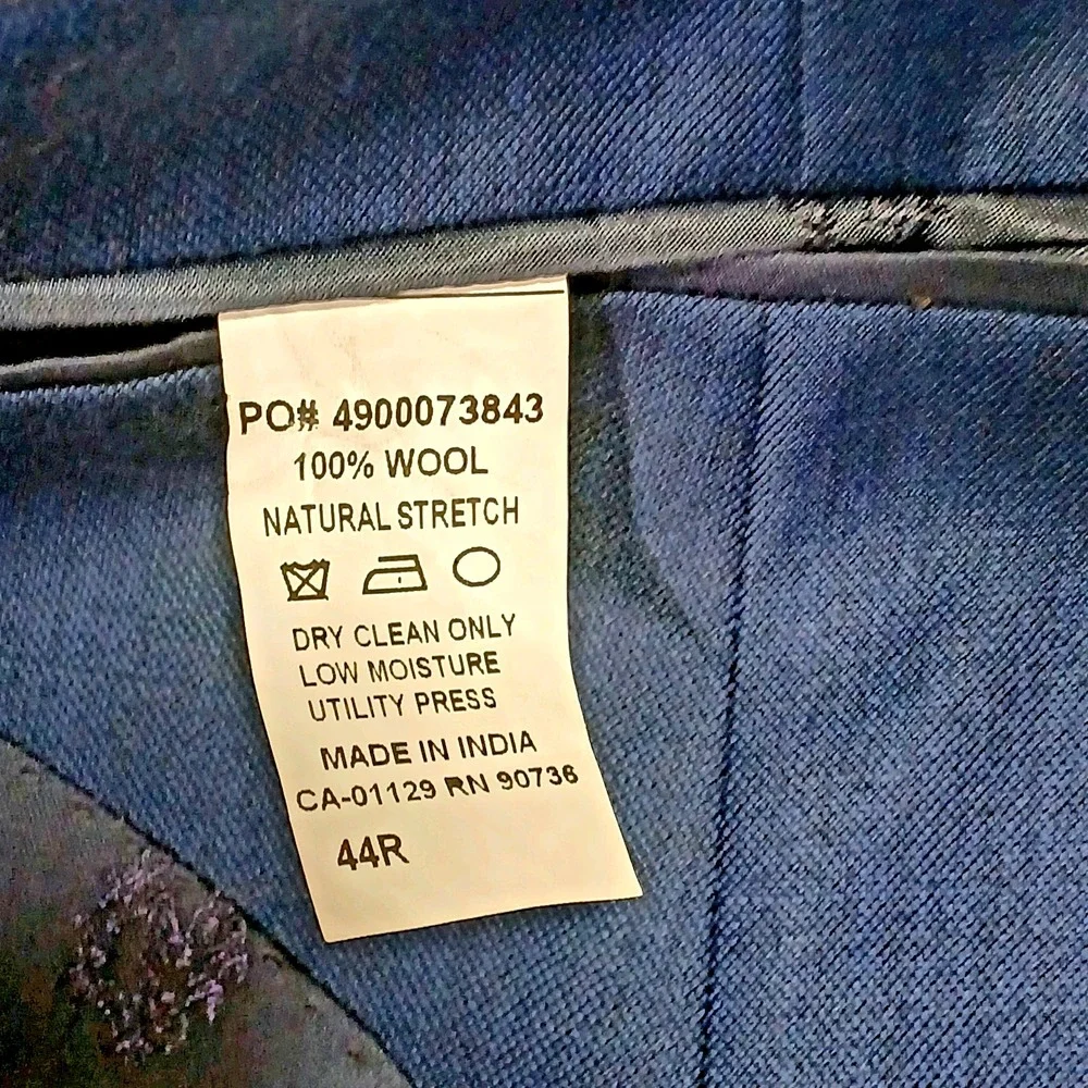 Lauren Ralph Lauren 100% Wool Blazer Sport Coat Men 44R‎ Navy 2 Button Jacket